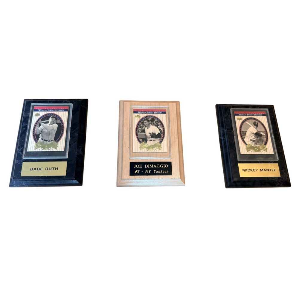 Baseball Legends Framed Card Plaques Babe Ruth Joe DiMaggio Mickey Mantle